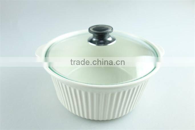 Small cheap ceramic pots/ soup tureen pot with glass lid & handles ceramic stoneware