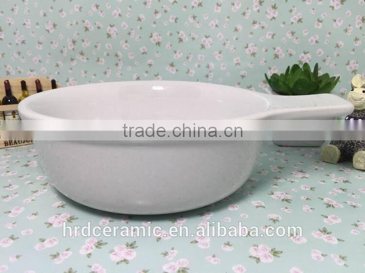 High Quality Stocked White ceramic sauce boat with handle