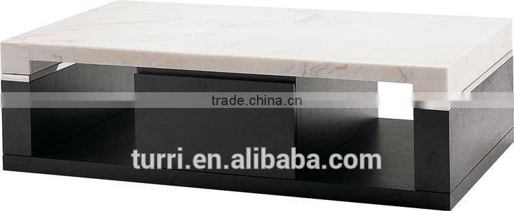 Gloss white and black white marble top side table