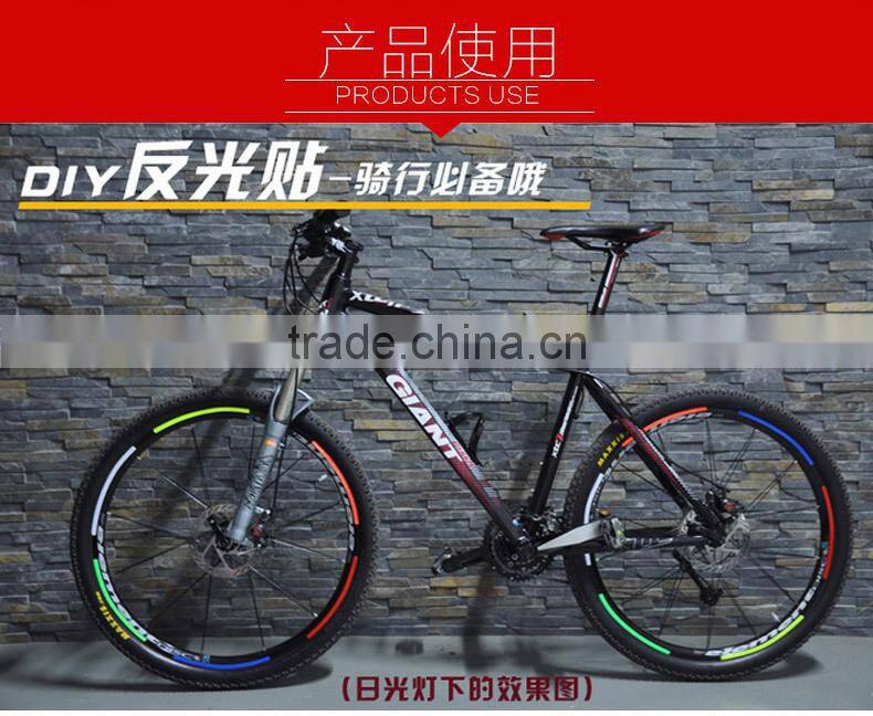 DIY reflective sticker on bike wheel