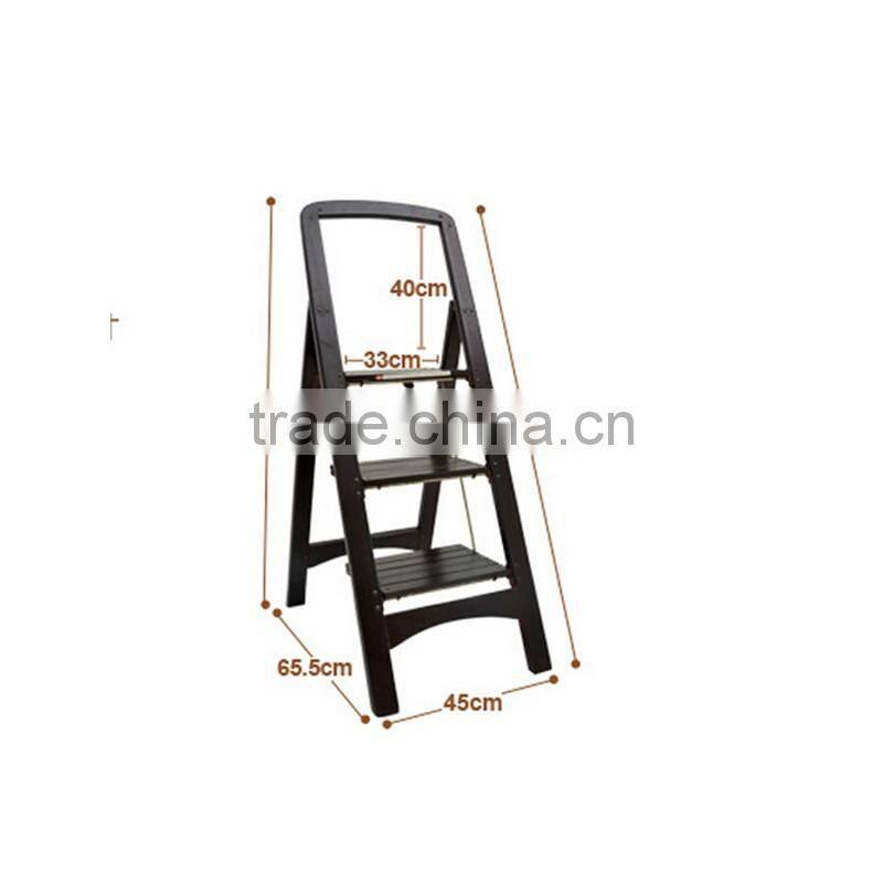 high quality 3 step wood fold step stool Multifunction step ladder