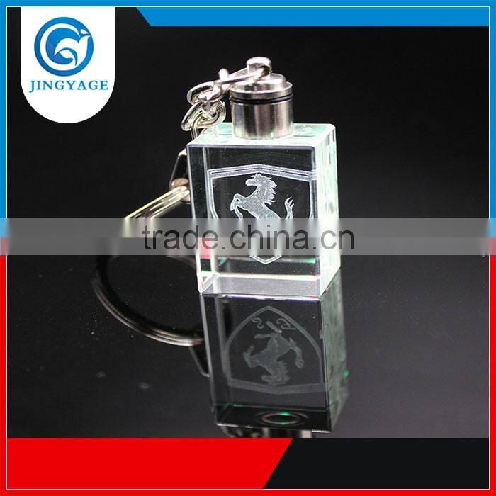 3D Laser Engraved With Car Logo Crystal Led Keychains Photo Led Crystal Key chain