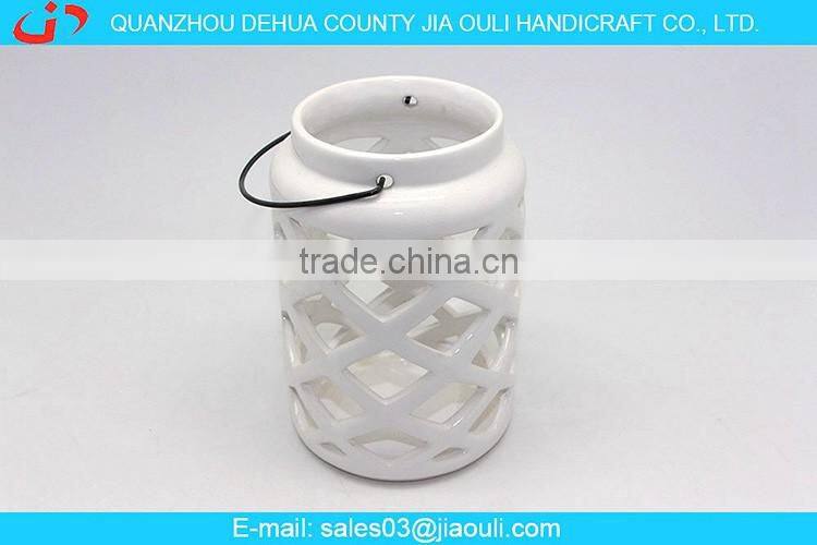 factory price home decoration white ceramic hurricane lamp