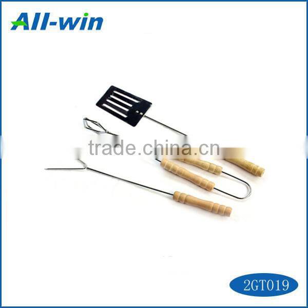 high quality 3pcs stainless steel BBQ tool set/fork/shovel/clip