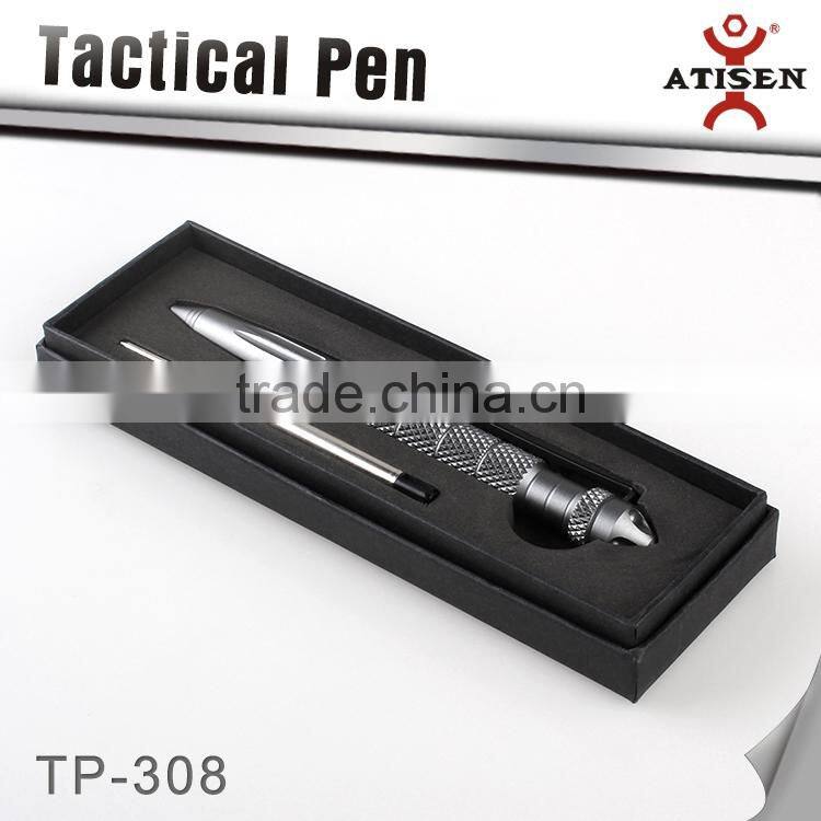 Grey Tactical ball point pen with glass breaker, self defense tool TP-308