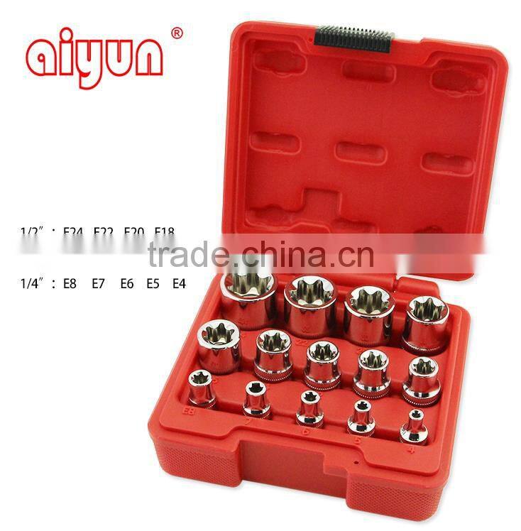 14pcs 1/4 3/8 and 1/2 Drive E-type Socket Set Star Socket wrench