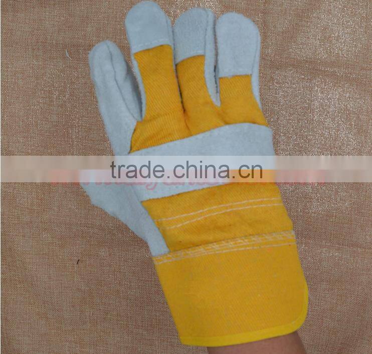 Color Safety Gloves,Cow Split Leather Work Glove,Leather cotton Welding Gloves