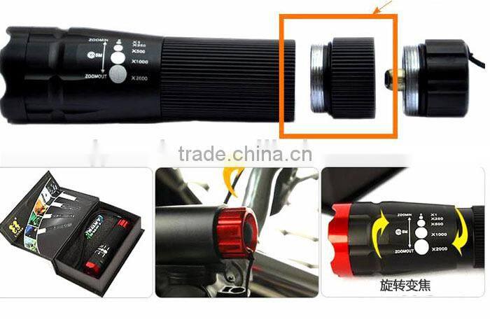 Bicycle dazzle colour rotating zoom Q5 strong light flashlight