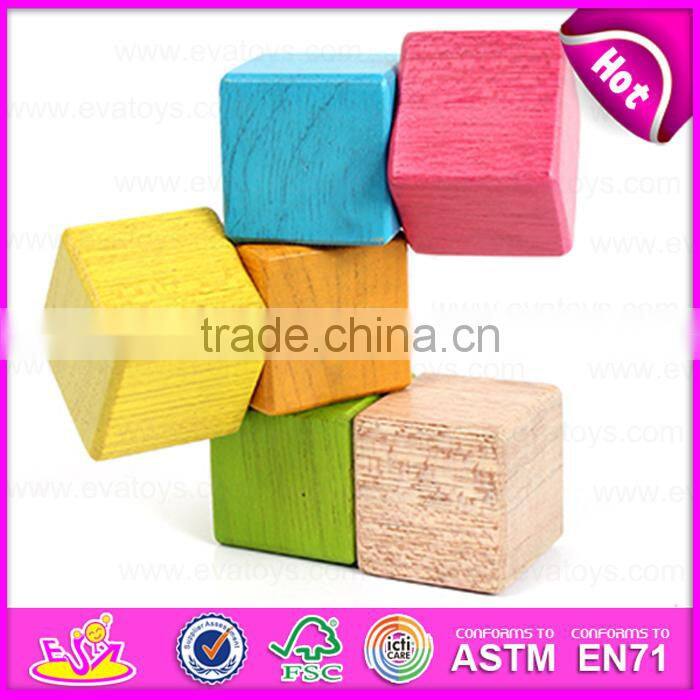 New arrival 18PCS DIY wooden puzzle 4D toy,Colorful and Non-toxic wooden diy block toy wholesale W03B047