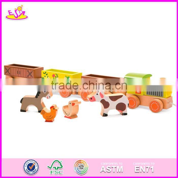 2017 new design children funny wooden toy pulling trucks W05C082