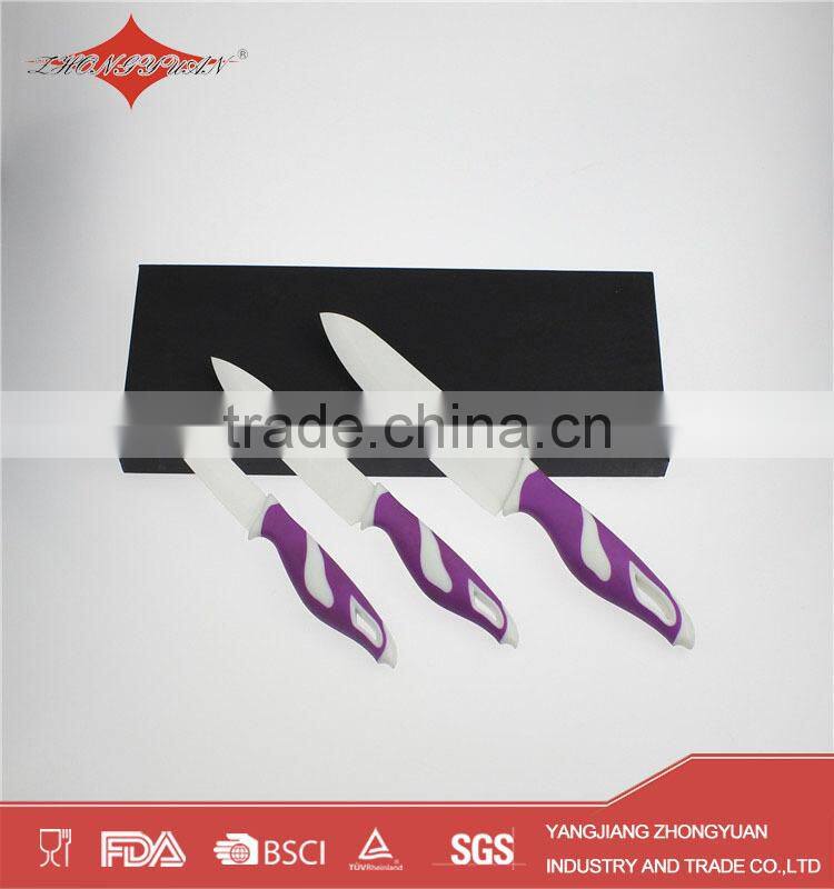 3pcs colored ceramic knife set with color box