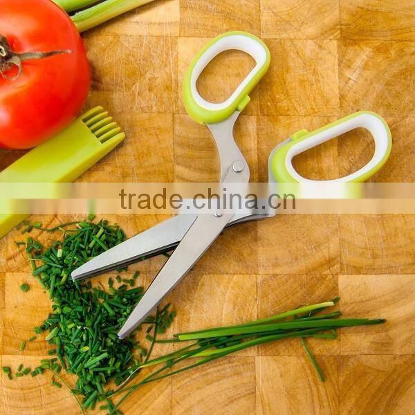Kitchen Five Layers of Multilayer Stainless Steel Scissors Cut Green Onion Mince Coriander Laver