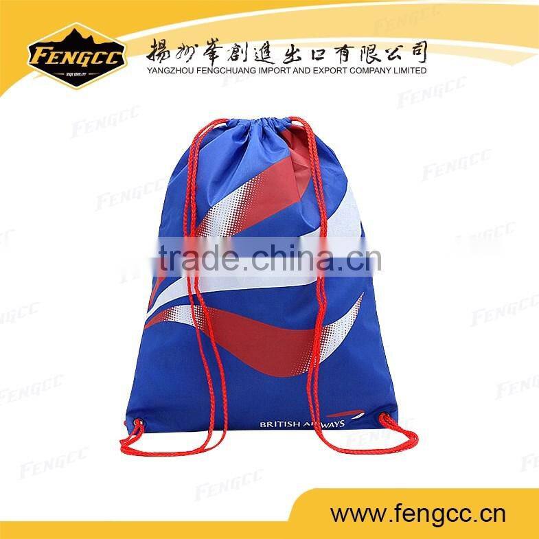 Top sale Full color print beautiful shopping bag sport polyester drawstring bag