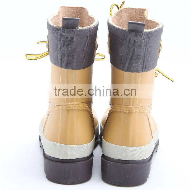 fashion latest lace up rubber rain boots