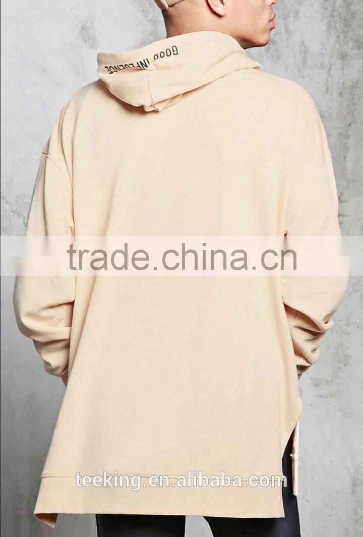 OEM custom baggy mens printing longline hoodies