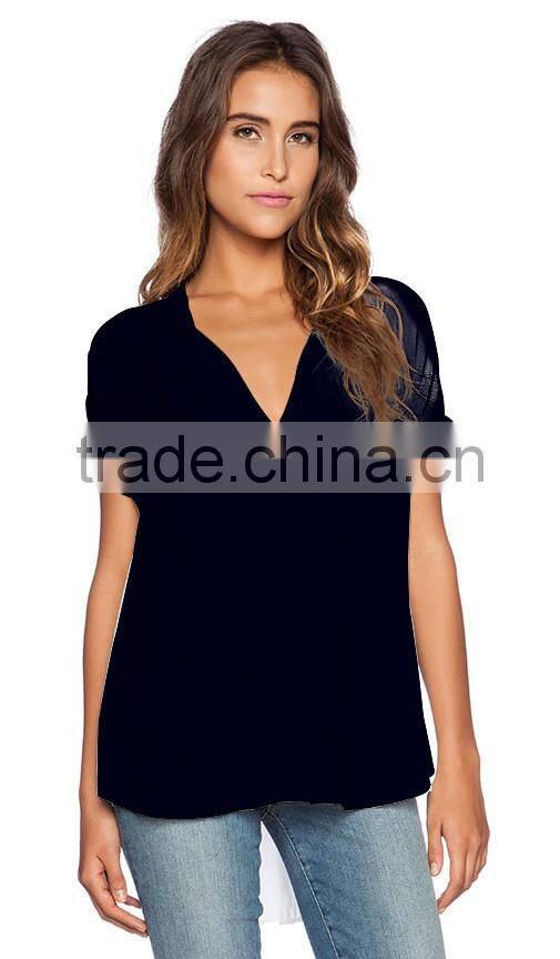 fashion ladies white blouse summer short sleeve chiffon women shirts