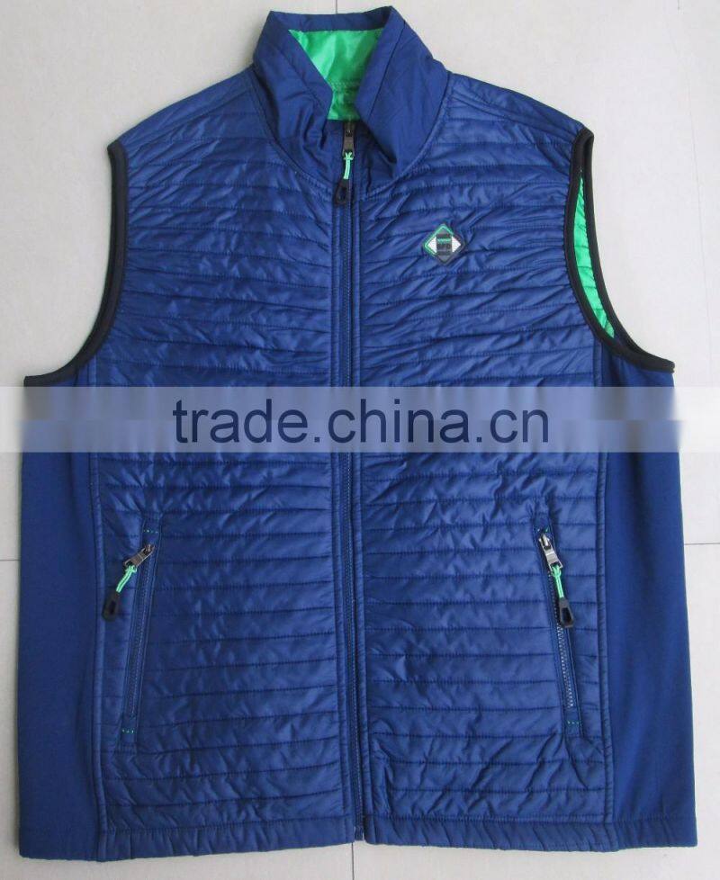 Softshell Nylon Quilted Vest, Men nylon winter thick outwear padding vest/waistcoat