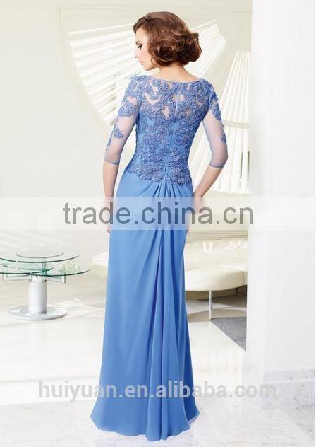 light blue long sleeve lace beaded high neck silk evening dresses