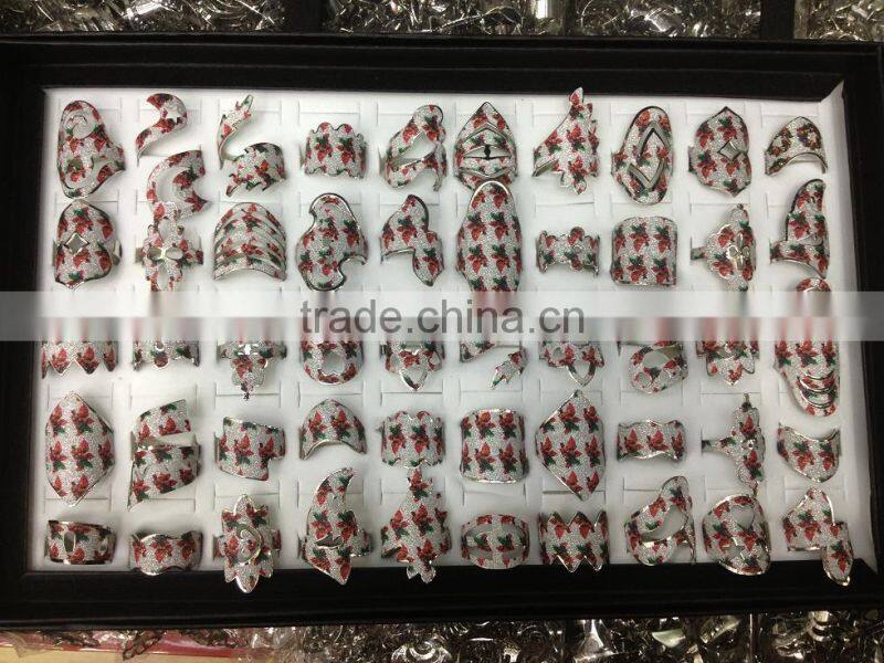 various shape rainbow giltter Christmas rings for promotion