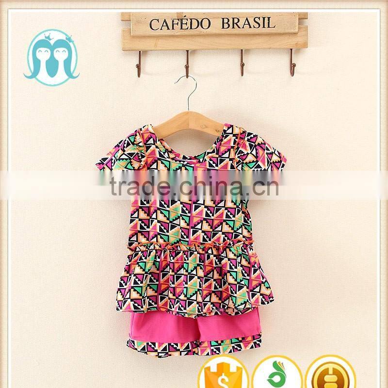 2017 Newest Style Cheap Short Sleeve Cute Blue Baby Girls Suits summer girls dress 2 piece t-shirt and pants 2-7 years old