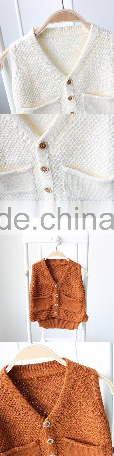 Latest cotton children's cardigan custom sleeveless knitted cardigan sweater