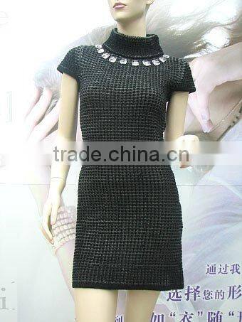 round neck beading casual lady dress