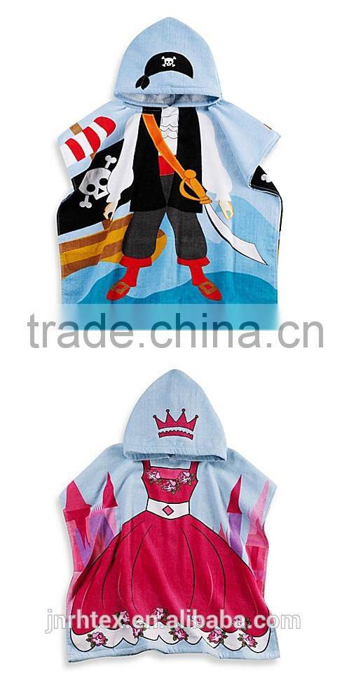 Kids printed superhero hooded beach towel in multi color,wholesale cotton beach towels printing