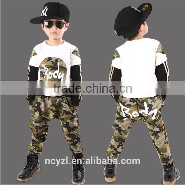100% cotton handsome military uniform baby winter clothes and printing baby words children hoodies sets