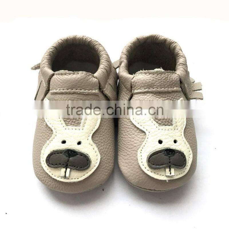 Rubber Soled Tassels Baby Moccasin 100% leather toddler shoes made in china