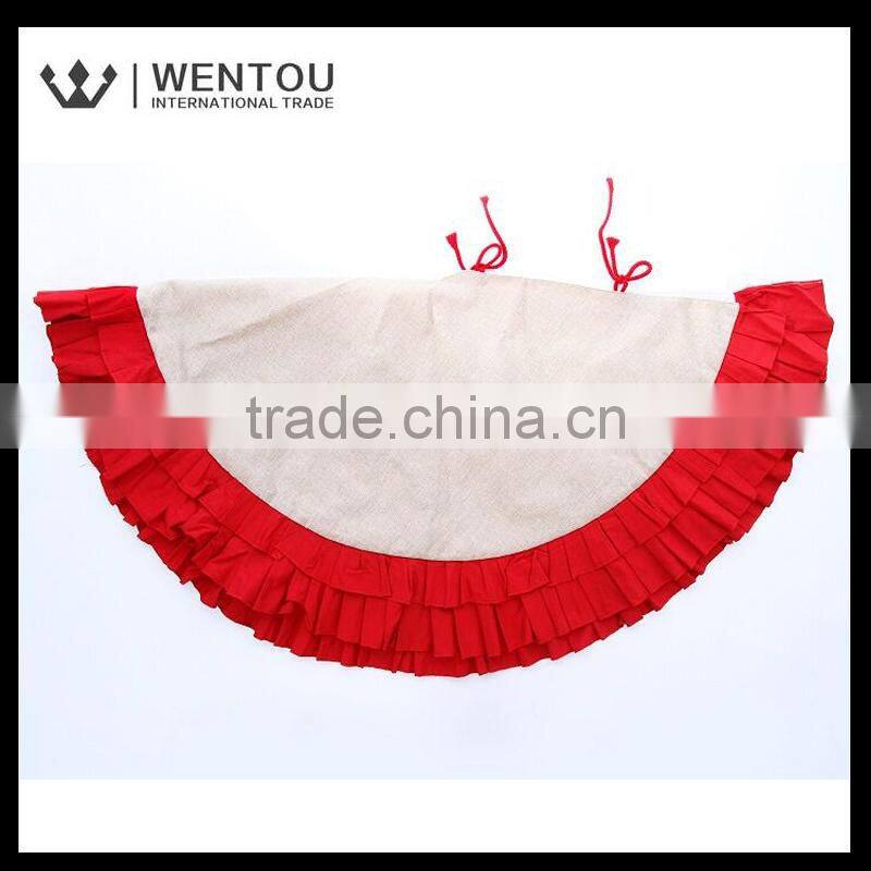 Wholesale Double Ruffles Burlap Christmas Tree Skirt