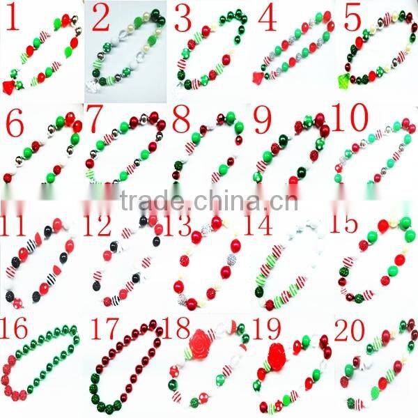 Christmas Baby Bubblegum Beaded Necklace
