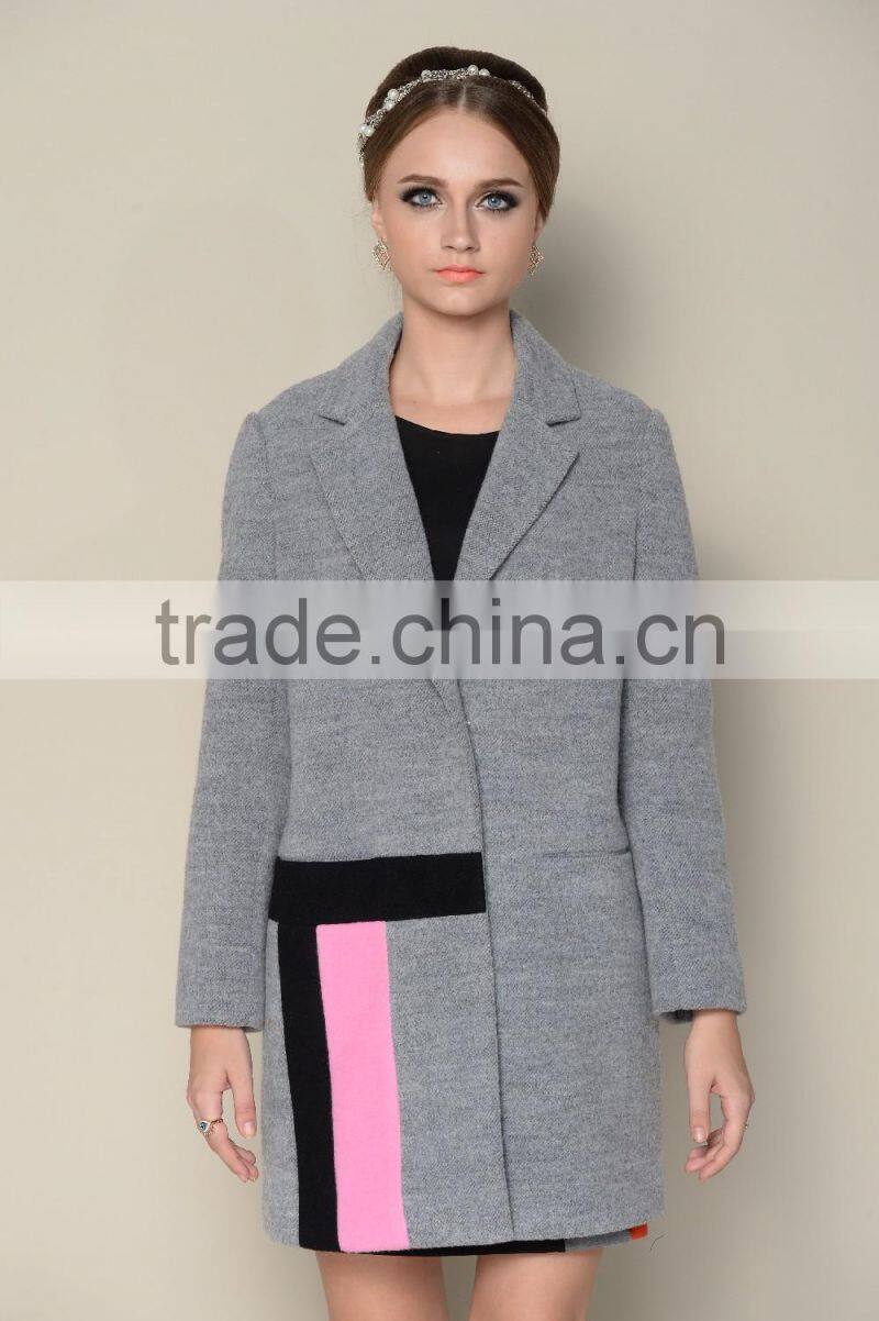 Custom made contrasting colored elegant grey blue french fashion winter coats