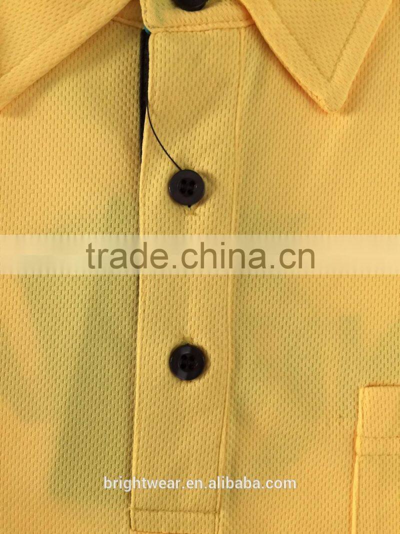 Mens contrast fluorescent 3M tape night use self fabric collar safety reflective polo shirt