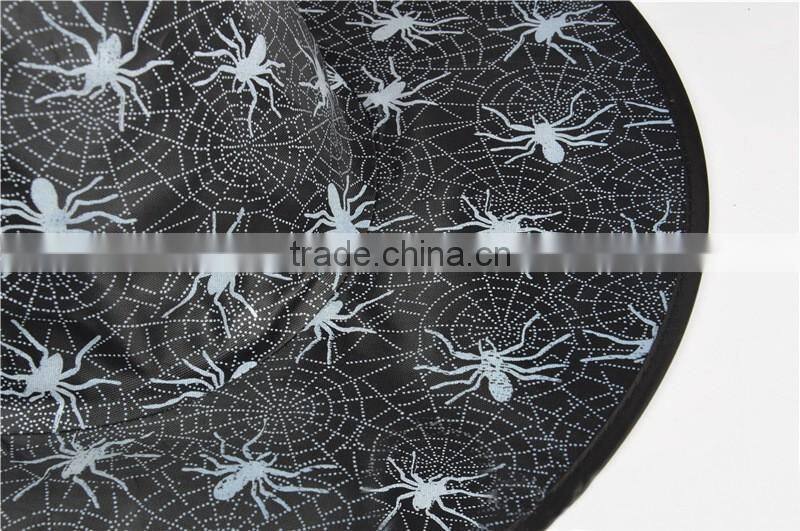 Black cobweb spider printed witch taffeta witch hat for halloween costume
