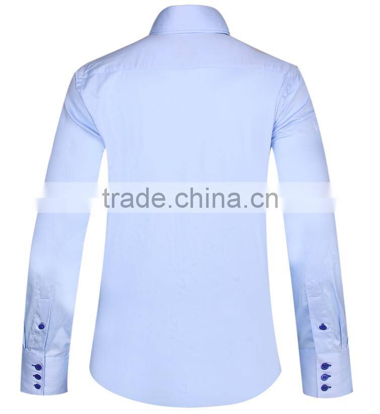 2017 new men's dress shirt with high double button-down collar