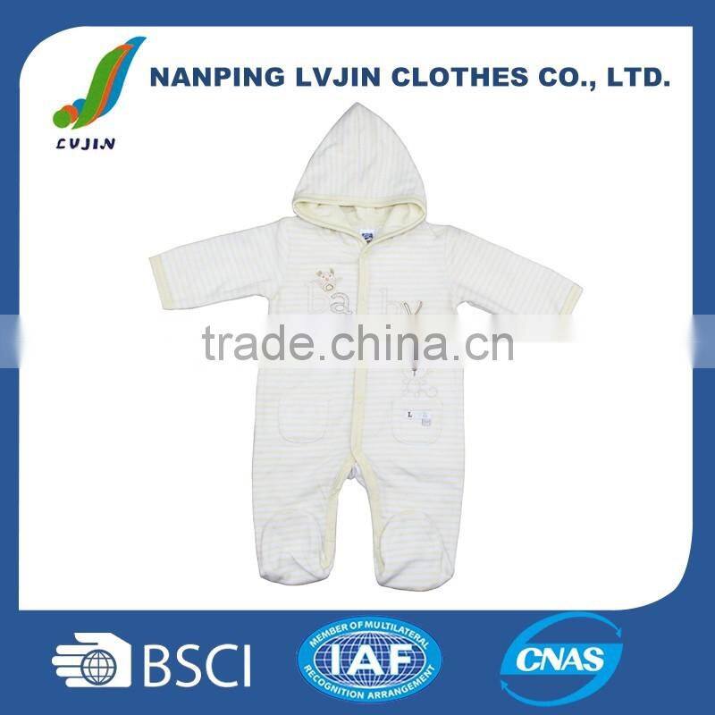 Customizable embroidered micro fleece baby romper kids unisex clothes with hood for baby girls and boys