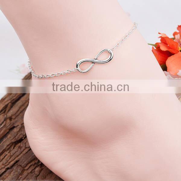 New Design Infinity Symbol Connector Link Cable Chain Fashion Anklet
