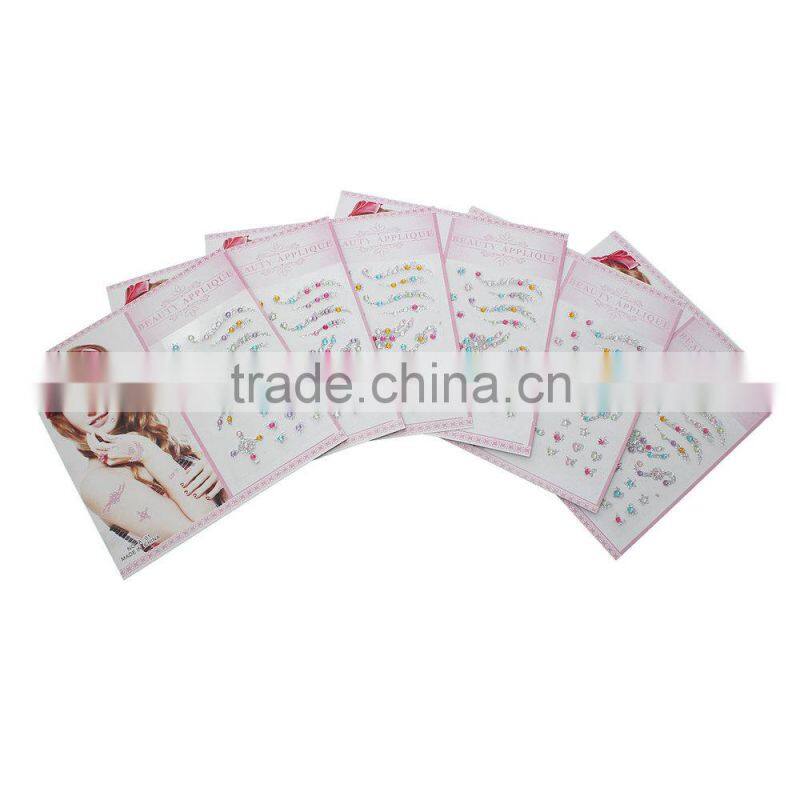 New Arrival Glitter Acrylic Rhinestones Temporary Tattoos Stickers