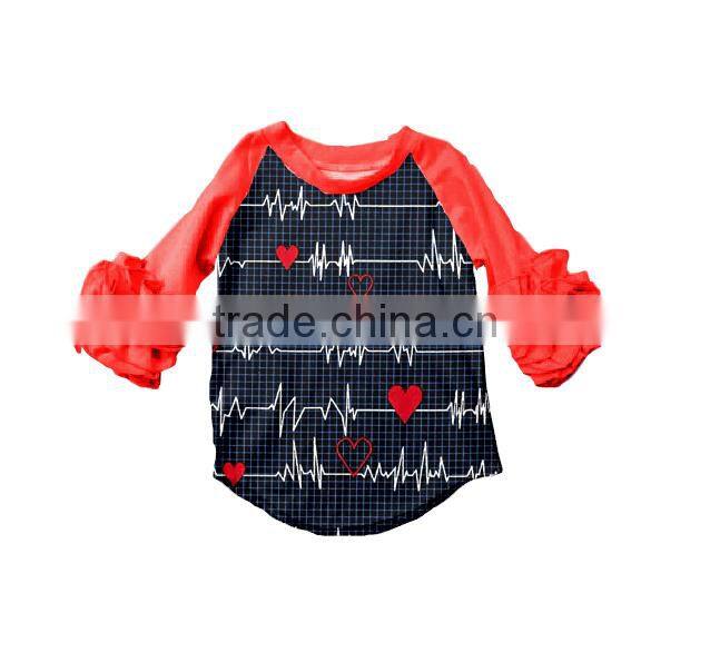 New arrival 2017 spring summer children frock boutique ruffle chick baby shirts hot sale kid clothing easter shirt