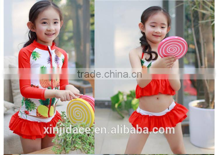 Child Sun Protection Swim Set Long Sleeve Kids Girls' Rash Guard Set Kid Girl's Three-piece Long Sleeve Swimsuits