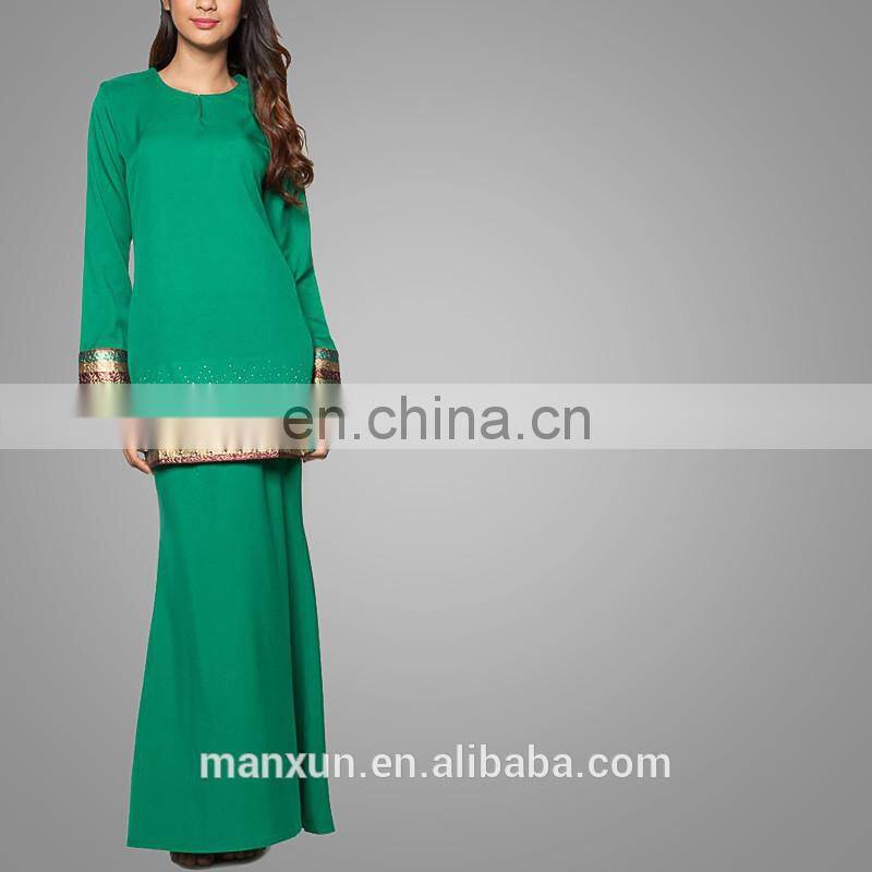 Wholesale Fashion Green Beaded Mermaid Latest Kebaya Modern Design Baju Kurung From Manxun