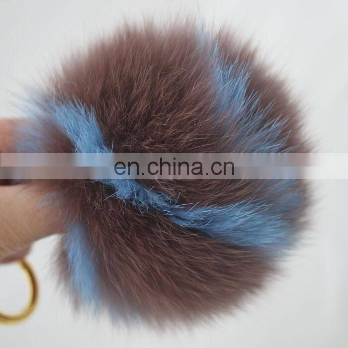 26 Letters Real Fox Fur Ball Pompom Keychain Handbag Fur Ball Accessory