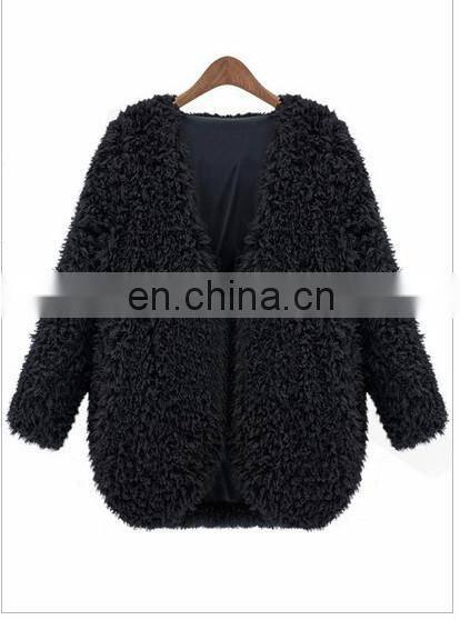 New style Loose V neck long sleeve winter women faux fur coat