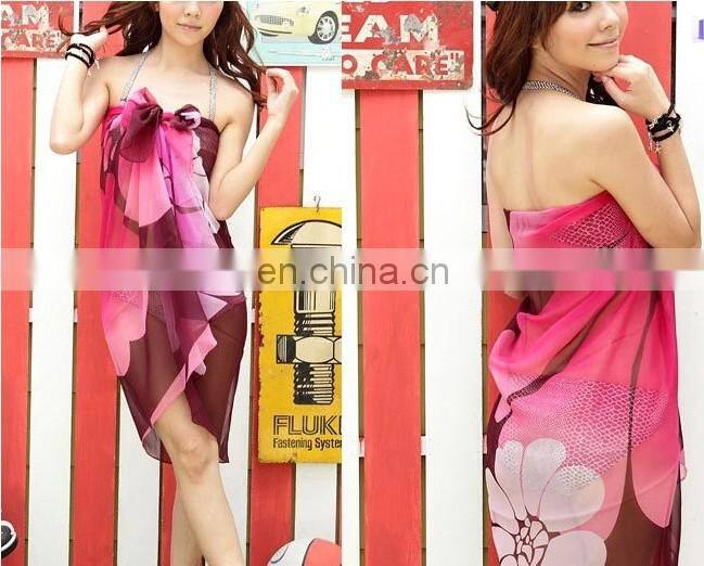 Pink beach scarfs with flower pattern scarf shawl