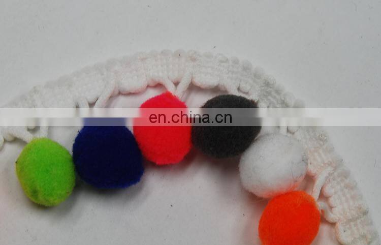Custom cheap colorful pompom lace trimming