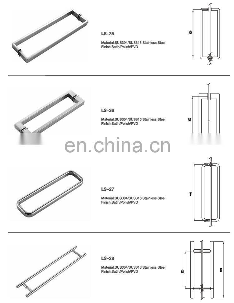 Commercial Bathroom Hardware Stainless Steel Zinc Alloy Chrome Shower Push Pull Glass Entry Door Handles