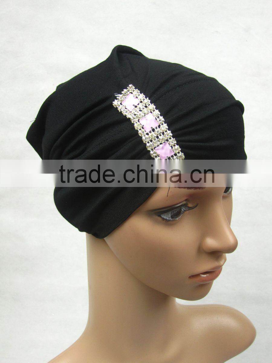 Black islamic turban muslim underscarfs with side pleats