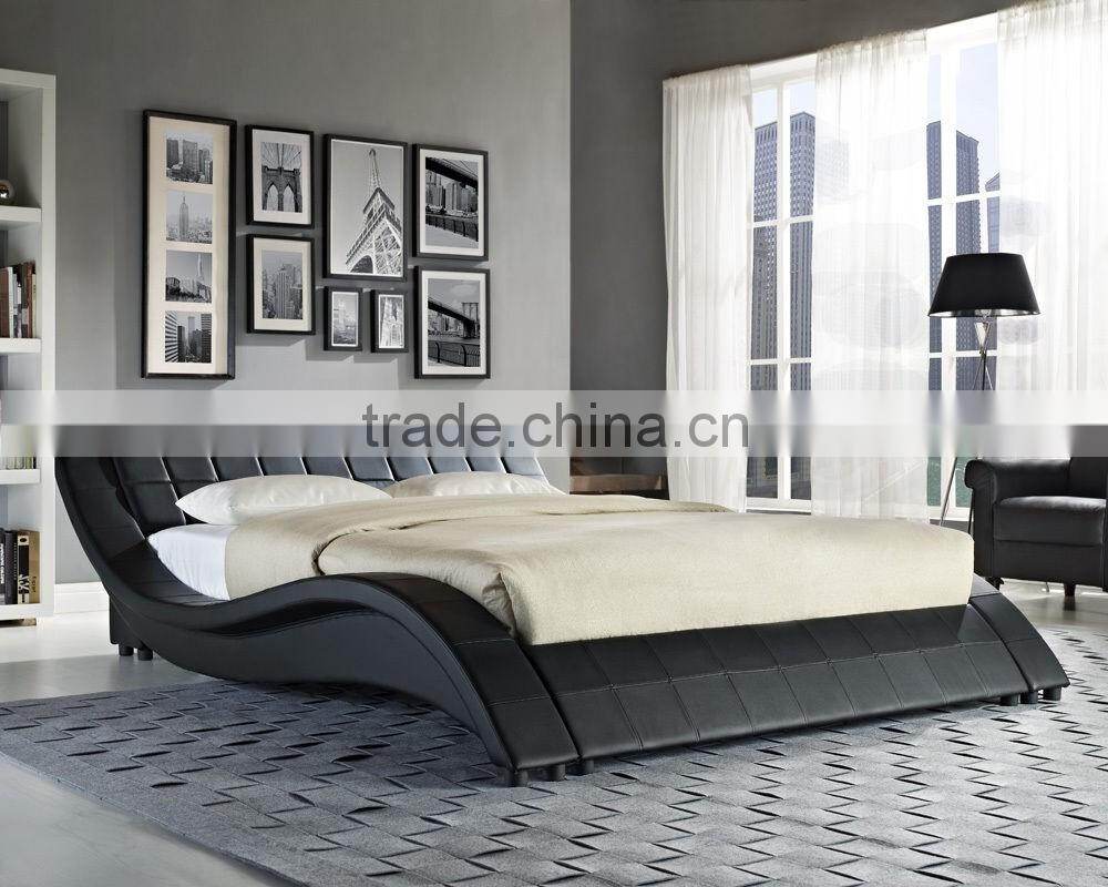 new design double fancy leather bedroom furniture