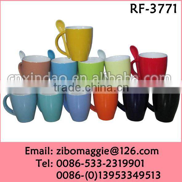 Beautiful Colored Kids Like Used 10oz Promotional Soup Ceramic Cup with Spoon