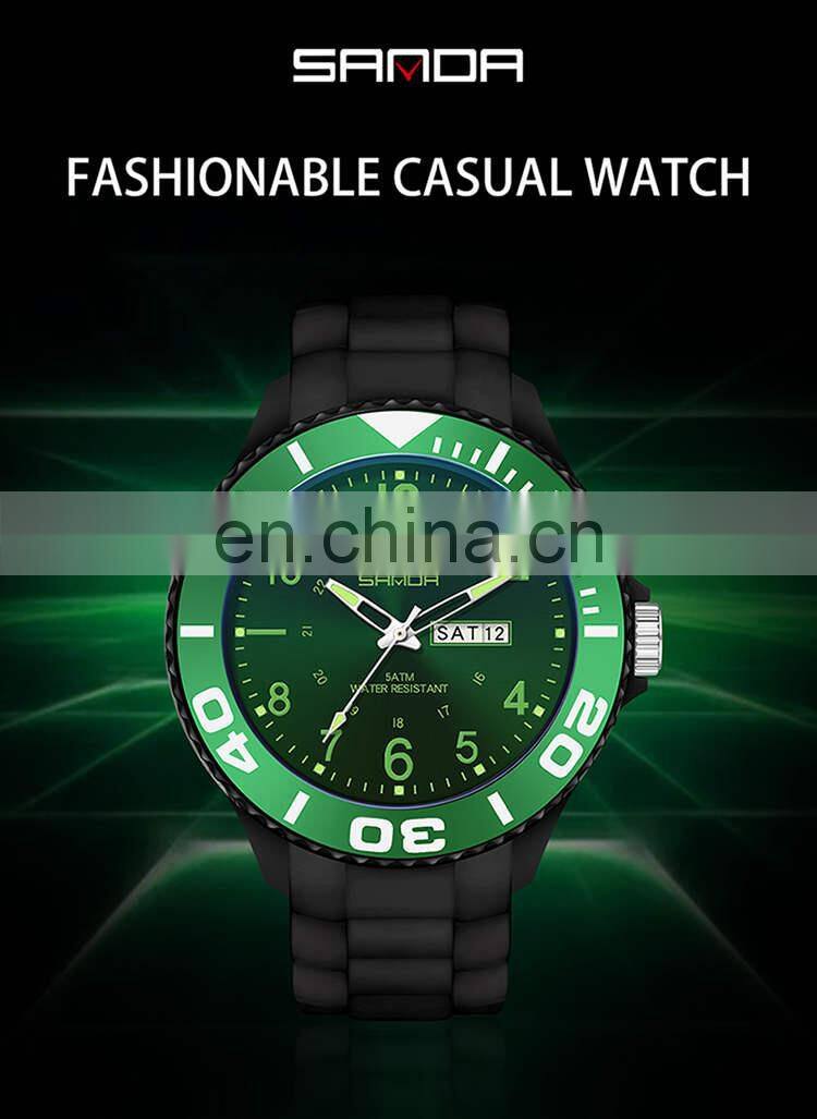 SANDA 6051 Fashion Men Quartz Watch Business Wristwatch Outdoor Sport Watch Man Waterproof